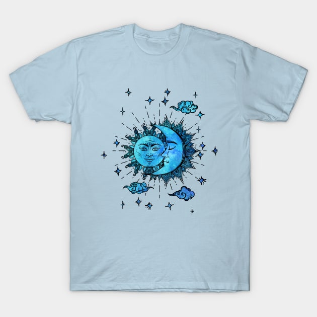 Vintage night Sun and Moon T-Shirt by MCAshe spiritual art 